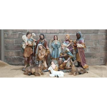 Imagem de Presépio De Natal Rustico Azul De Resina 30Cm 11 Peças - Zona Livre