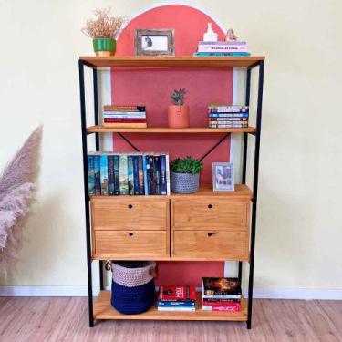 Imagem de Estante Style de Ferro e Madeira Ample 5 Prateleiras com 2 Gaveteiros 