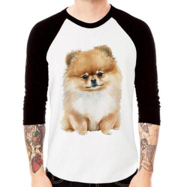 Imagem de Camiseta Raglan Cachorro Spitz Alemão Lulu da pomerânia Manga 3/4 - Fo