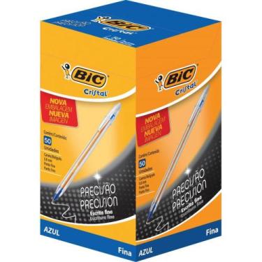 Imagem de Caneta Esferográfica BIC Cristal Fina Azul - Caixa com 50 Unidades