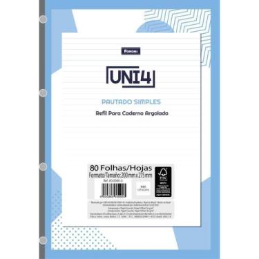 Imagem de Bloco para Fichário Universitário UNI 4 Branco 80 Folhas - Pacote com 