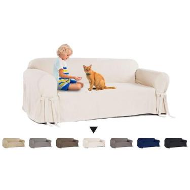 Imagem de Capa De Sofá De 2 Lugares Com Laços Ajustáveis Em Gorgurão - NIRVANA ,