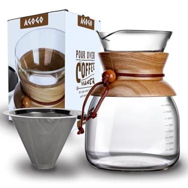 Imagem de AGOGO Gotejador para cafeteira de vidro com filtros de metal, alta capacidade, 800-1000 ml