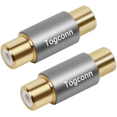 Imagem de Togconn Adaptador RCA - Conector duplo de acoplador fêmea RCA para extensão de cabo de áudio e vídeo