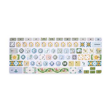 Imagem de WYGCH Capa de teclado para Samsung Chromebook 4 3 XE310XBA XE500C13 XE501C13 11,6"/Chromebook 4 15,6" XE350XBA/Chromebook 2 XE500C12/Chromebook Plus V2 2-em-1 XE520QAB XE521QAB 12.2.1. 2, verde boêmio