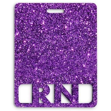 Imagem de Crachá RN estendido Buddy horizontal fofo registrado para enfermeira amigo acrílico para enfermagem tamanho perfeito para cartão de crachá RN estendido colorido e glitter Rn crachá Buddy (purpurina