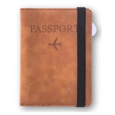 Imagem de Porta passaporte em PU com elástico  - PLATINA , Caramelo