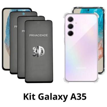 Imagem de Kit 3UN Película 3D Privacidade + 1x Capa Transparente para Samsung Ga