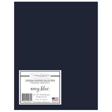 Imagem de Cardstock Warehouse Lessebo Cores Azul marinho - 21,6 x 28 cm - 37,6 kg. Papel cartolina premium fosco 225 g/m² - 25 folhas