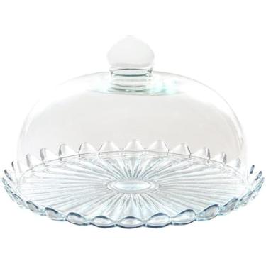 Imagem de Prato de Vidro com Tampa Redonda, Porta Bolo de Cristal, 30 cm, Transparente