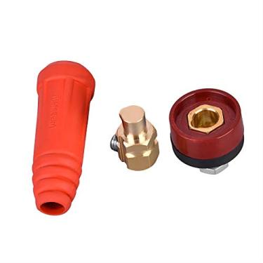 Imagem de Connector de Cabo de Soldagem de Estilo Europeu da Série DKJ, Adaptador de Encaixe Rápido de Cobre Conjunto de Adaptadores para Máquina de Soldagem (DKJ35-50 Vermelho)
