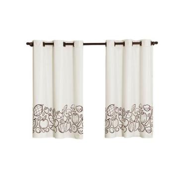 Imagem de Cortina Blackout Para Cozinha Estampada Bege - Feffo Cortinas