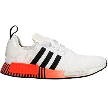Imagem de adidas Originals Tênis masculino NMD_r1 Primeknit, Branco/Preto/Vermelho Solar., 8.5