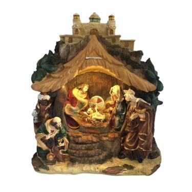 Imagem de Presépio de Natal Gruta 6 Figuras 9 Leds e Músicas Natalinas.