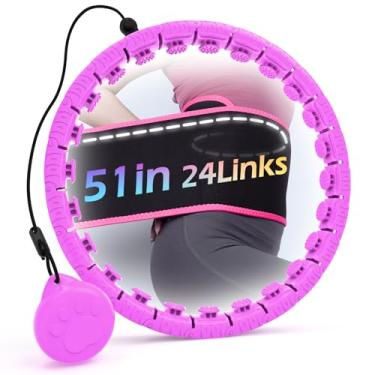 Imagem de JLoibao círculo de hula pesado para perda de peso de adultos com cinto de suor, aro de fitness infinito plus size, inclui 24 elos destacáveis ​​e treinador de cintura para mulheres