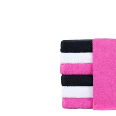 Imagem de Kit 10 Toalhas de rosto Grande Felpudas para algodão(5 preta+ 5 rosa)