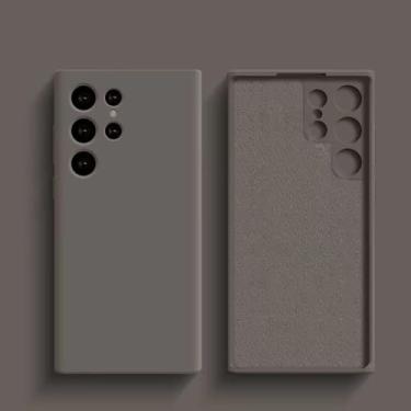 Imagem de Capa de silicone líquido à prova de choque para Samsung Galaxy S24 S23 S22 S21 S25 Ultra A55 A54 A34 A52 5G Acessórios Capa traseira macia e fofa, cinza titânio, para S24