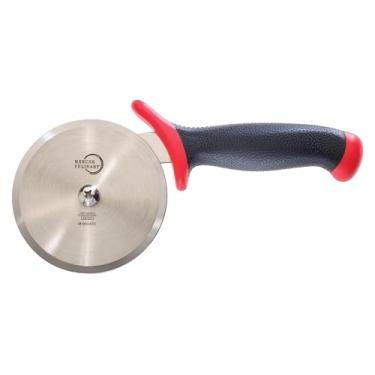 Imagem de Mercer Culinary Cortador de pizza Millennia com alça vermelha, roda de 10 cm, aço inoxidável