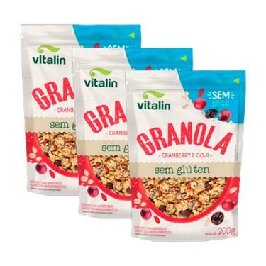 Imagem de Kit 3X: Granola Cranberry e Goji Zero Açúcar Sem Glúten Vitalin 200g