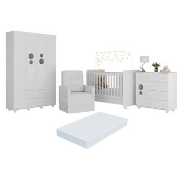 Imagem de Quarto Completo com Colchão e Poltrona de Amamentação Pimpolho Multimó
