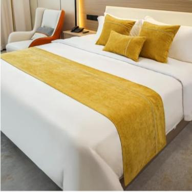 Imagem de Cachecol de cama de hotel de cor sólida de chenille protetor de cama macio toalha de cama lenço moderno almofada de cauda faixa de decoração para cama de solteiro queen king size -