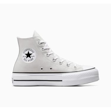 Imagem de Converse Tênis feminino Chuck Taylor All Star de couro cano baixo, Pouco cinza/branco/preto, 35 BR