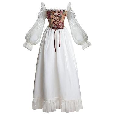 Imagem de NSPSTT Vestido Rococó para mulheres, vestido vitoriano, vestido de baile renascentista medieval estilo francês