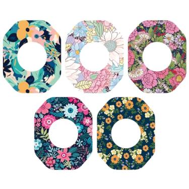 Imagem de 25 peças de capas de sensor para Libre 2/1, adesivos de sensor estilo flor primavera à prova d'água e à prova de suor pré-cortados patch de longa permanência para sensores CGM fita adesiva adesivos