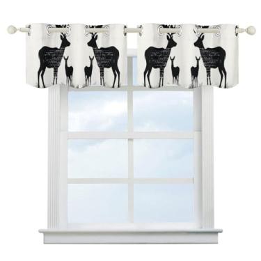 Imagem de Cortina blackout de veado escurecimento de quarto cortinas de janela curta com isolamento térmico cortinas de janela de banheiro para cozinha sala de jantar quarto 2 painéis 132 cm x 46 cm