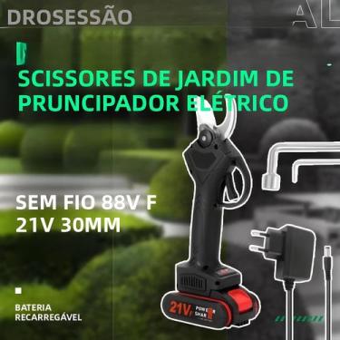 Imagem de Podador Elétrico Sem Fio 21V Durável Com Bateria Recarregável De 30mm 