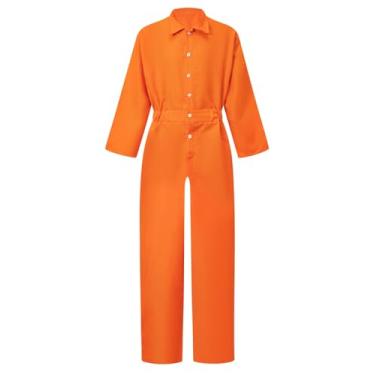 Imagem de PROMOTED TO BIG SISTER Fantasia masculina de prisioneiro de Halloween macacão adulto fantasia (grande)