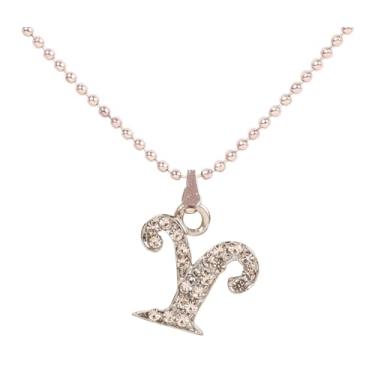 Imagem de Touchstone Bollywood indiano feito à mão com letra do nome do alfabeto amor expressivo strass branco designer joia grossa fofa corrente elegante pingente em tom prata para mulheres, Metal, Sem Pedra