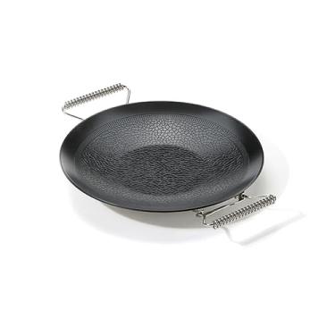 Imagem de camping moon Grelha para churrasqueira, diâmetro de 26,4 cm, chapa redonda de aço composto de 3 camadas, cabo dobrável antiaderente para fogão a gás a fogo aberto para uso externo e interno GRW-27F
