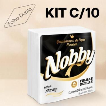 Imagem de Kit 10 Pacotes C/ 50un Guardanapo De Papel Folha Dupla Nobby