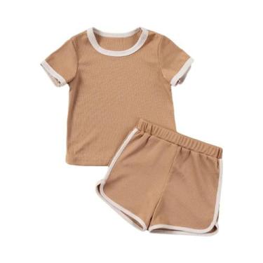 Imagem de Conjunto De 2 Peças De Roupa Infantil De Algodão Com Manga Curta E Sho