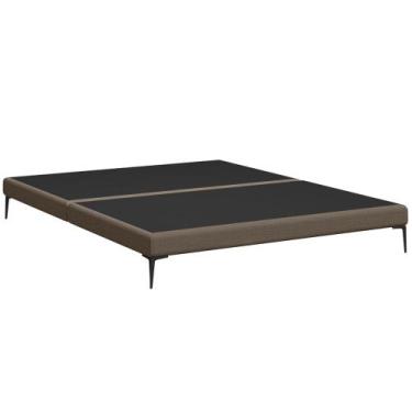 Imagem de Cama Queen Base Box 158cm Pés Ferro Susano Linho Marrom Z04 - Mpozenat