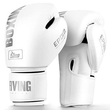 Imagem de Luvas de boxe para homens e mulheres, adequadas para boxe, Kickboxing, artes marciais mistas, Maui Thai MMA, treinamento de luta pesado (branco, 340 g)