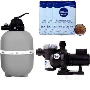 Imagem de Filtro Piscina GRE 400 com Bomba 1,3 CV FLUIDRA e 75 kg Areia