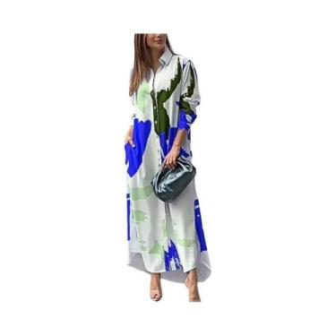 Imagem de Vestido Casual Estampado Feminino Solto Primavera Verão 2024 Estilo Eu