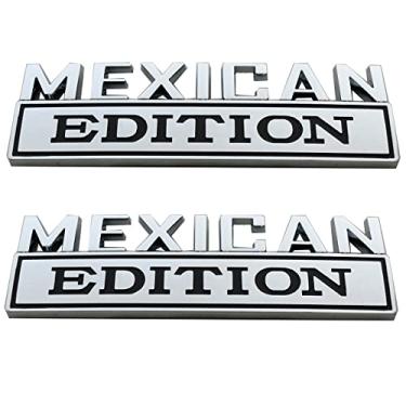 Imagem de 2pcs 7" Large Mexican Edition Emblem Badges Decal Car Flag Decal Military Replacement for F150 F250 F350 Chevy Silverado 1500 2500 Chevrolet C10 C15 (Chrome Black)