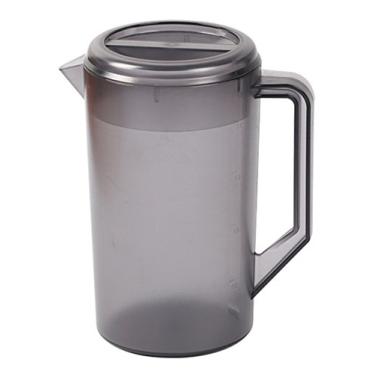 Imagem de Jarro de jarra de plástico com tampa para água quente/fria, chá de gelo e suco, Cinza, 2.3L