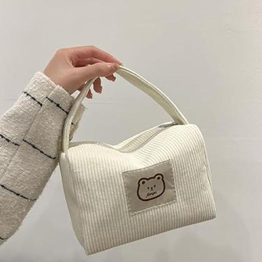 Imagem de Bolsa quadrada pequena com zíper de veludo – Bolsa elegante e espaçosa para uso diário e viagens, Branco