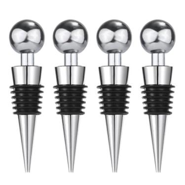 Imagem de 4 peças de rolhas de vinho com contas, seladora de garrafa de vinho de silicone a vácuo, rolhas de vinho, acessórios para bar, casamento, festa de aniversário, presentes