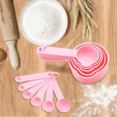 Imagem de Conjunto de colheres e copos de medição - plástico de grau alimentício para cozimento seco/líquido, utensílios de cozinha antiderrapantes com alça (essenciais de cozinha)