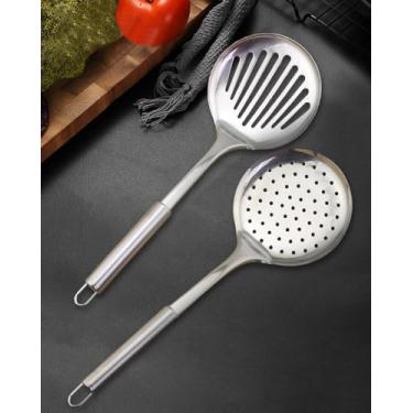 Imagem de 2 peças colher grande utensílios de cozinha colher de sopa espátula ranhurada DJA625-02
