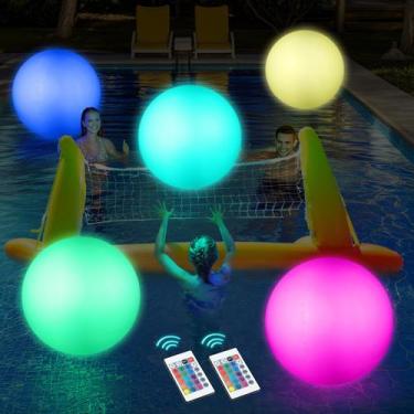 Imagem de Pool Toys Icnice LED Beach Ball inflável de 30 cm, pacote com 4
