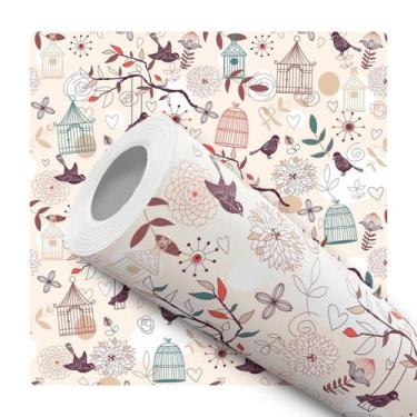Imagem de Papel De Parede Vinílico Gaiola Pássaros Quarto 12m - DELIQUADROS