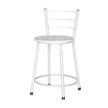 Imagem de Banqueta Baixa Assento Ratan Branca Retro - Lamar Design, Laca branca