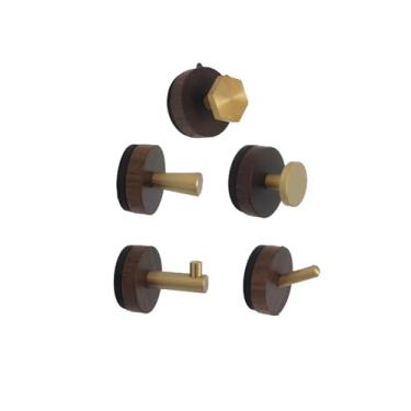 Imagem de 5 ganchos magnéticos de madeira para pendurar, multifuncional, capacidade de carga, casa de fazenda, ganchos de madeira de nogueira rústica natural para casacos, toalha, chapéu, chaves, bolsa