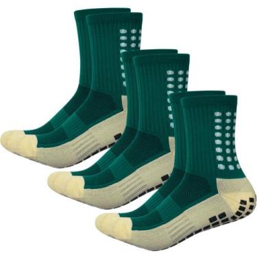 Imagem de kit 3 pares Meias esportivas antiderrapante compressão Pilates idosos 